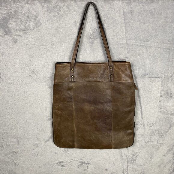 J.Crew Brimfield Brown Leather Tote Shoulder Bag Expandable Preppy Academia - Picture 5 of 9